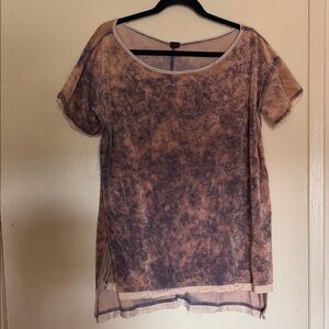 We The Free M/L Washed Tie-Dye Short Sleeve High-Low Tunic